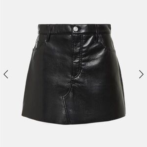 Frame Denim Black Leather Mini Skirt